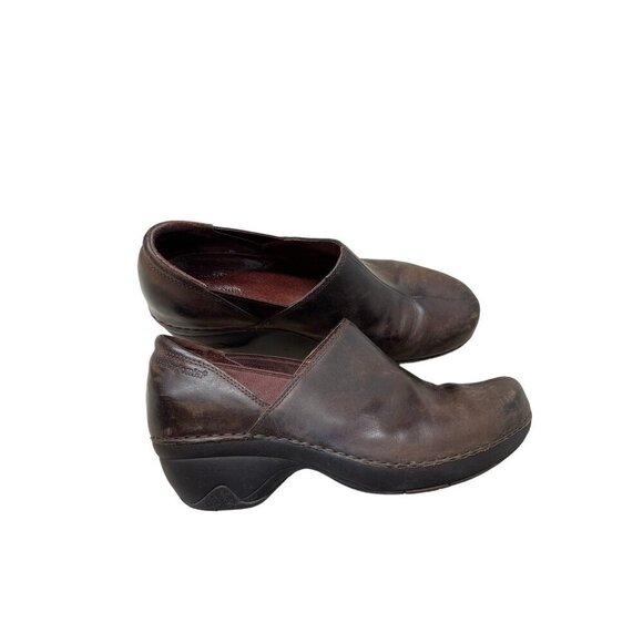 Patagonia Shoes Womens 9 Casual Slip On Mule Clogs Round Brown Leather Wedge - Picture 1 of 11